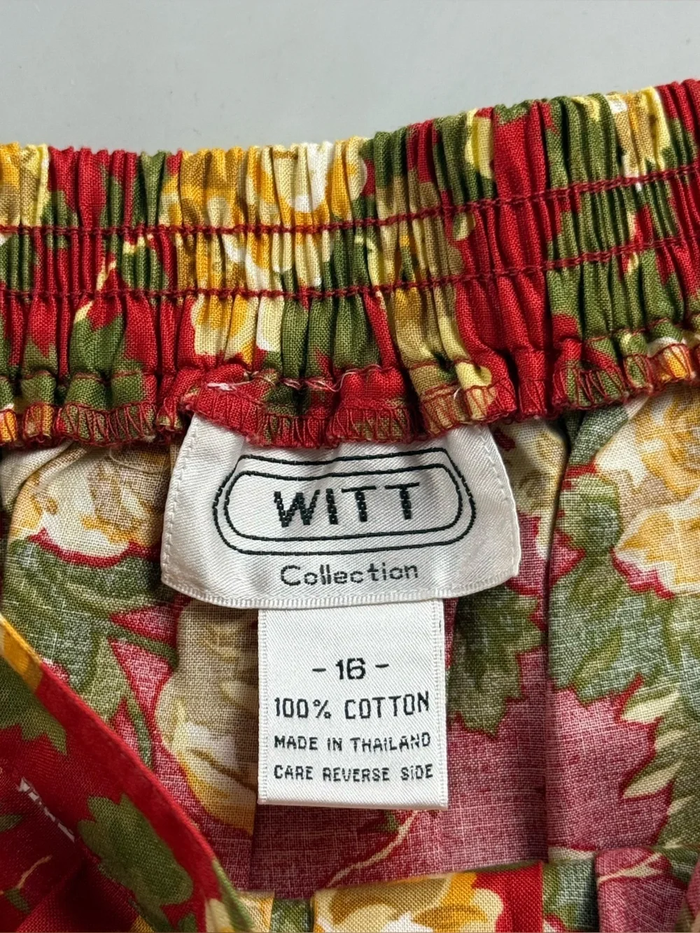 vtg 90s WITT Floral Midi Skirt Red Rose Print Cottagecore Prarie Boho Womens 16